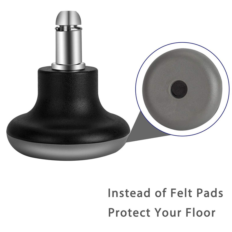 [Australia - AusPower] - uvce Bell Glides Replacement Office Chair Swivel Caster Wheels to Fixed Stationary Castors, Short Profile with Separate Self Adhesive Felt Pads Black 5pcs 