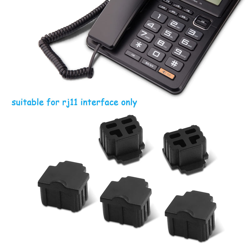 [Australia - AusPower] - GINTOOYUN 50pcs RJ11 Silicone Anti Dust Cover Cap，RJ11 Female dust Cover Protector,Protect Telephone.switches,fax Machines, Optical Fiber Boxes and Other Equipment Port(Black) 
