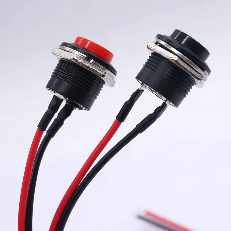 [Australia - AusPower] - weideer 5pcs 16mm Momentary Push Button Switch SPST AC250V/3A AC125V/6A ON Off 2 Pin Mini Self-Reset Round Plastic Switch(5 Colors) with Pre-soldered Wires R13-507-5-X Multicolored 