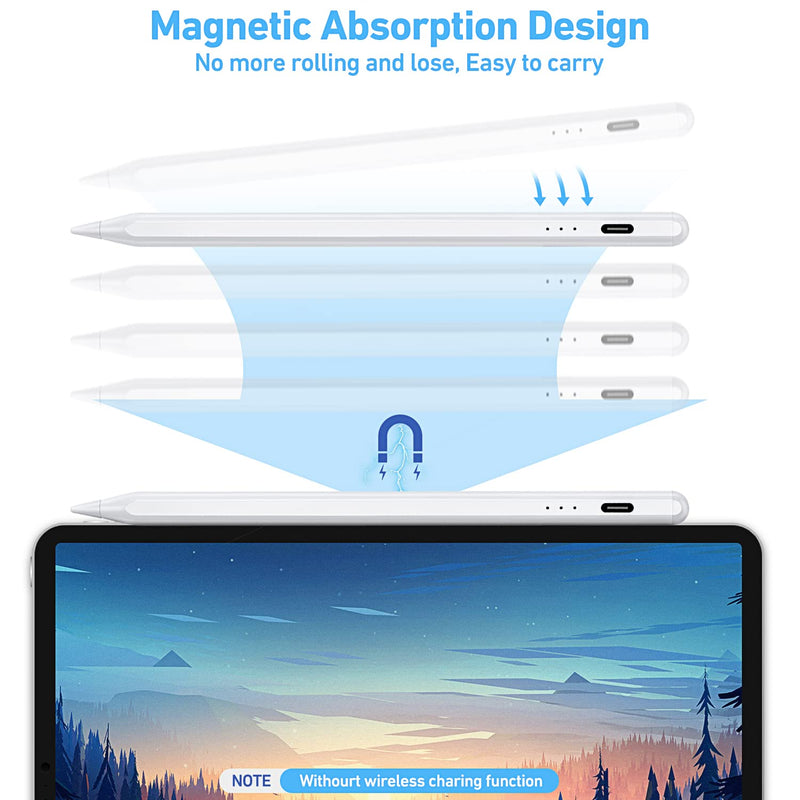 [Australia - AusPower] - Stylus Pen for ipad, Active Pencil with Quick Charge, Palm Rejection Tilt Sensor, Magnetic Apple Pen Compatible with 2018-2022 iPad Pro 11"/12.9",iPad 10/9/8/7/6,iPad Mini 5/6,iPad Air3/4/5 A-30 mins Charge-White 