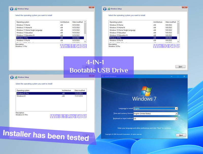 [Australia - AusPower] - 64GB - Bootable Windows 11/10 / 8.1/7, USB Driver 3.2 for Reinstall Windows, Reset Password, Supported UEFI and Legacy, Data Recovery, Repair Tool 
