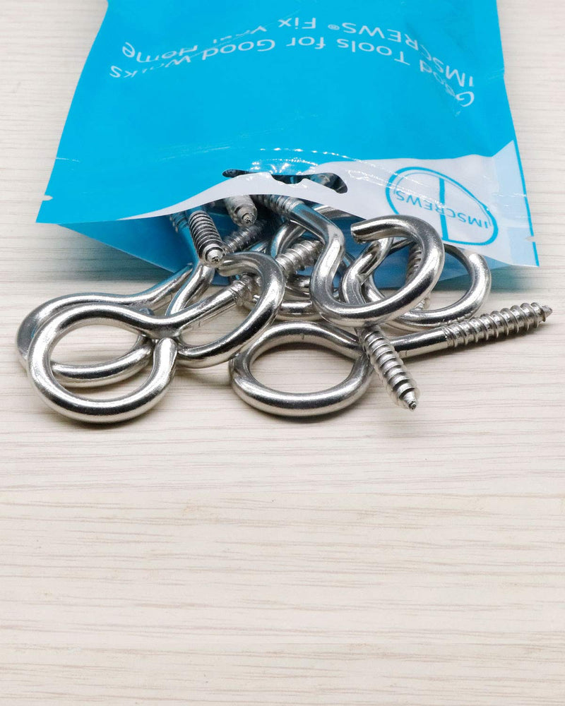 [Australia - AusPower] - IMScrews 20Pcs 1-3/4 Inch Screw Eyes Small Eyelet Screws Lag Eyebolt Heavy Duty Hook 304 Stainless Steel 20Pcs #10 x 1-3/4" 