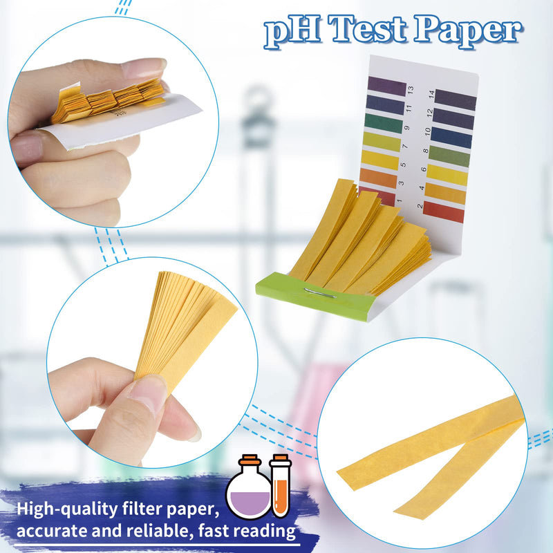 [Australia - AusPower] - 6 Packs pH Test Strips 480 Strips pH Indicator Strips Universal pH.1-14 Litmus Test Paper with 6 Pieces Pipettes Dropper Plastic Transfer Pipettes Test Droppers for Teaching Laboratory Experiment 