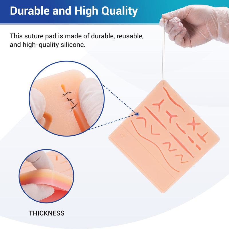 [Australia - AusPower] - Alcedo Suture Practice Kit for Medical Students, Complete Kit (32 Pieces) Include Extra Large Suturing Pad with Pre-Cut Wounds, Tools Kit, and Suture Threads , Demonstration and Education Use Only Extra Large Pad 