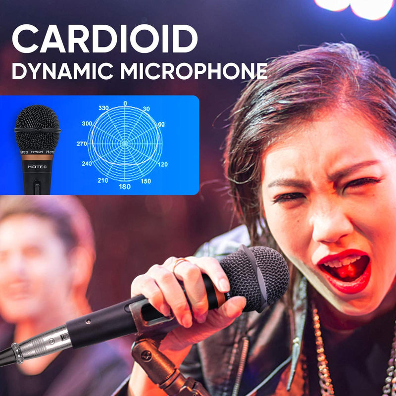 [Australia - AusPower] - HOTEC Premium Vocal Dynamic Handheld Microphone with 19ft Detachable XLR Cable and ON/Off Switch (Metal Black) (H-W07) H-W07 