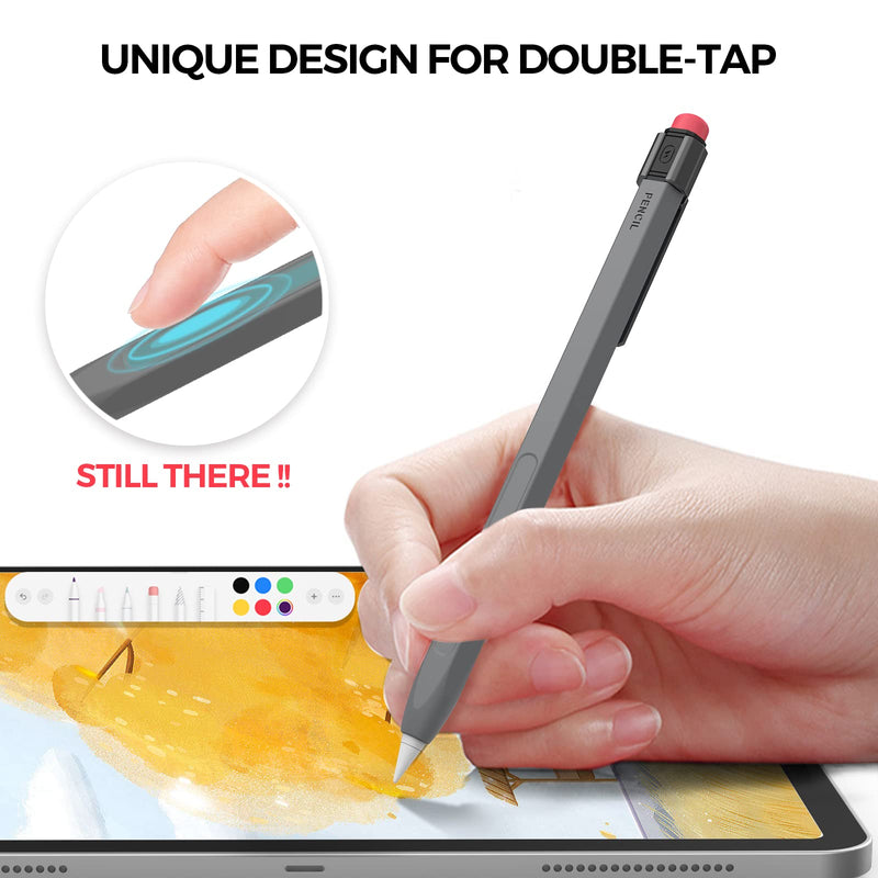 [Australia - AusPower] - TRONWIN iPencil Case for Apple Pencil 2nd Generation Sleeve Silicone Protective Cover Perfect Grip Skin Classic Design with Sturdy Clip Compatible with Apple Pencil 2nd Generation (Deep Gray) Deep Gray 