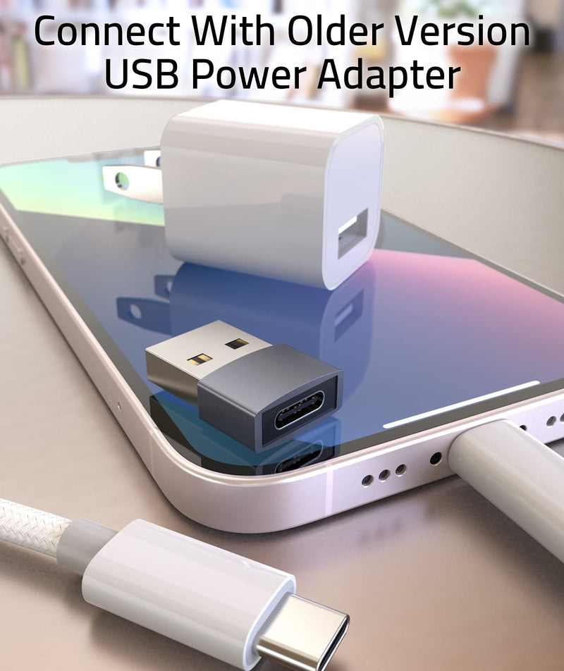 [Australia - AusPower] - Syntech USB C Female to USB Male Adapter Pack of 3[Aluminum Shell, High Stability] Type C to USB A Converter Compatible with iPhone 13 Pro Max Apple Watch Series 7 AirPods 3 CarPlay etc. Space Gray 