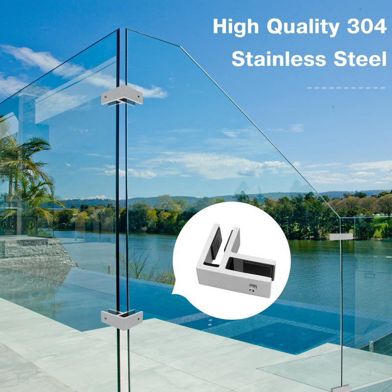 [Australia - AusPower] - Gyykzz Railing Glass to Glass Clamp, Stainless Steel 304 Bracket for Glass, Satin Finish Railing Glass Clip Holder for Pool Fence Glass, Balustrade, Balcony Deck (1 Pack 90 Degree) 1 Pack 