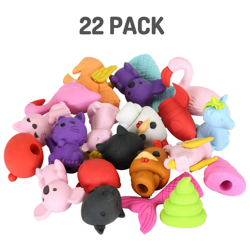 [Australia - AusPower] - Mr. Pen- Animal Topper Erasers, 22 Pack, 8 Pack Take Apart Animal Erasers, Pencil Toppers, Pencil Erasers Toppers for Kids, Eraser Tops, Cap Erasers for Pencils, Fun Erasers Kids, Pencil Top Erasers 