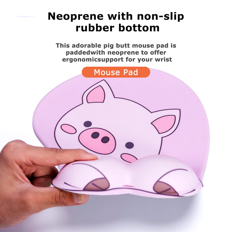 [Australia - AusPower] - Mouse Pad Wrist Support, KAIGOBOX Mouse Pad, Kawaii Pink Mouse Pad with Piggy Pattern, Desktop Computer Laptop Ergonomic Mouse Pad for Wireless Mouse, Mousepad with Wrist Rest for Gaming Home Office 