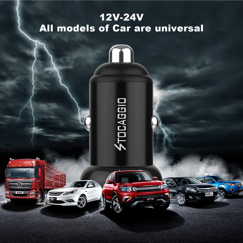 [Australia - AusPower] - USB C Car Charger Adapter 38W Portable All Metal Stocaggio Fast Car Charger Power Delivery & Quick Charge 3.0 Dual Port for iPhone13/iPhone12/Pro/Max,GalaxyS21/20/10/9,iPadAir2/Mini3 etc-Black 
