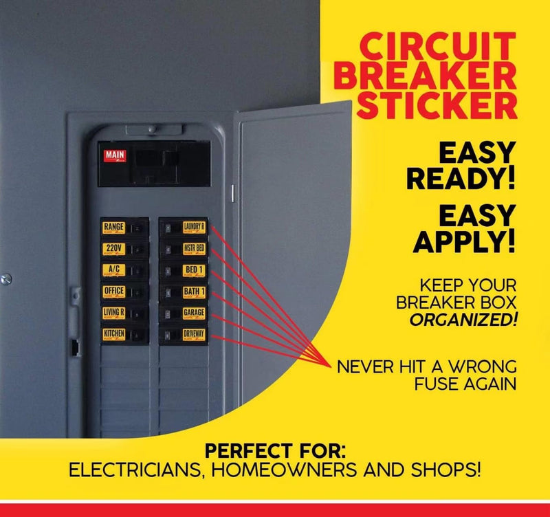 [Australia - AusPower] - Premium Durable Circuit Breaker Labels, 129 Waterproof Fuse Box Stickers, Easy to Read and Install (AMZ Black) Amz Black 