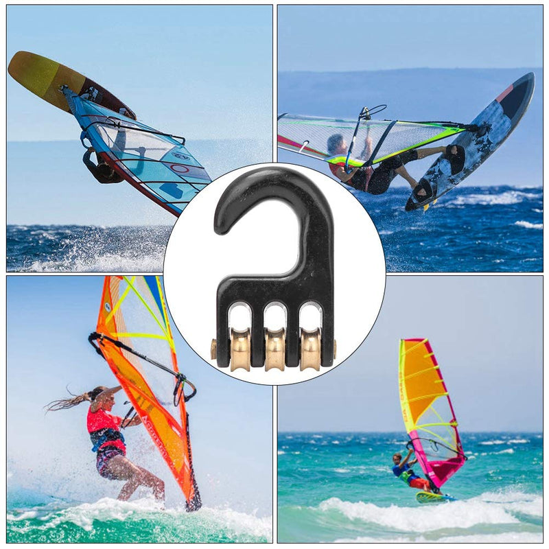 [Australia - AusPower] - Windsurfing Pulley Hook Aluminum Alloy Windsurf Rigging Pulley Hook with 3 Wheels Windsurfing Hardware Accessories 