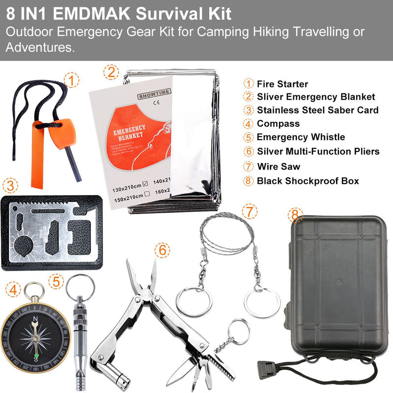 [Australia - AusPower] - EMDMAK Survival Kit Outdoor Emergency Gear Kit for Camping Hiking Travelling or Adventures Basic 