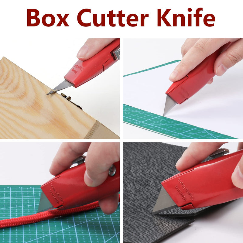 [Australia - AusPower] - DIYSELF 2Pack Utility Knife Box Cutter Retractable Blade Heavy Duty(Red) Red 