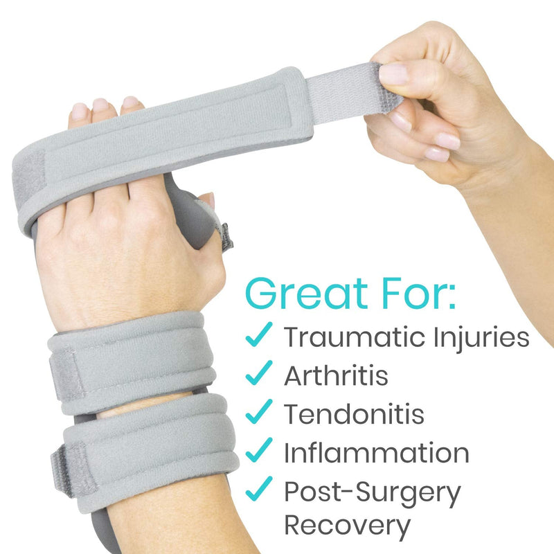 [Australia - AusPower] - Vive Resting Hand Splint (Left) - Night Immobilizer Wrist Finger Brace - Thumb Stabilizer Wrap - for Arthritis, Tendonitis, Carpal Tunnel Pain - Functional Support for Sprains Fractures (Small) Gray Left (Small) 