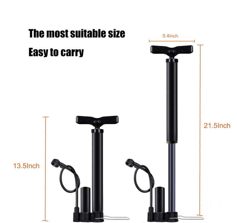 [Australia - AusPower] - VIMILOLO Bike Pump Portable, Ball Pump Inflator Bicycle Floor Pump with high Pressure Buffer Easiest use with Both Presta and Schrader Bicycle Pump Valves-160Psi Max 