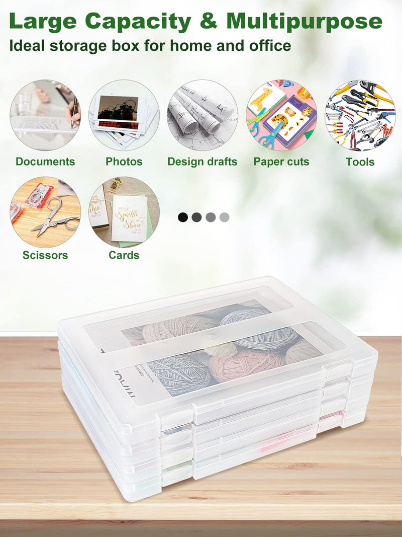 [Australia - AusPower] - VIXKEXN 2 Pack Portable Project Case for 8.5" x 11" Letter A4 File Paper, Plastic Scrapbook Paper Storage Box, Documents Magazines Protector, Office Supplies File Storage Case ( 12.52 X 9.45 X 0.94 in) 2 pack,12.52 X 9.45 X 0.94 inch 