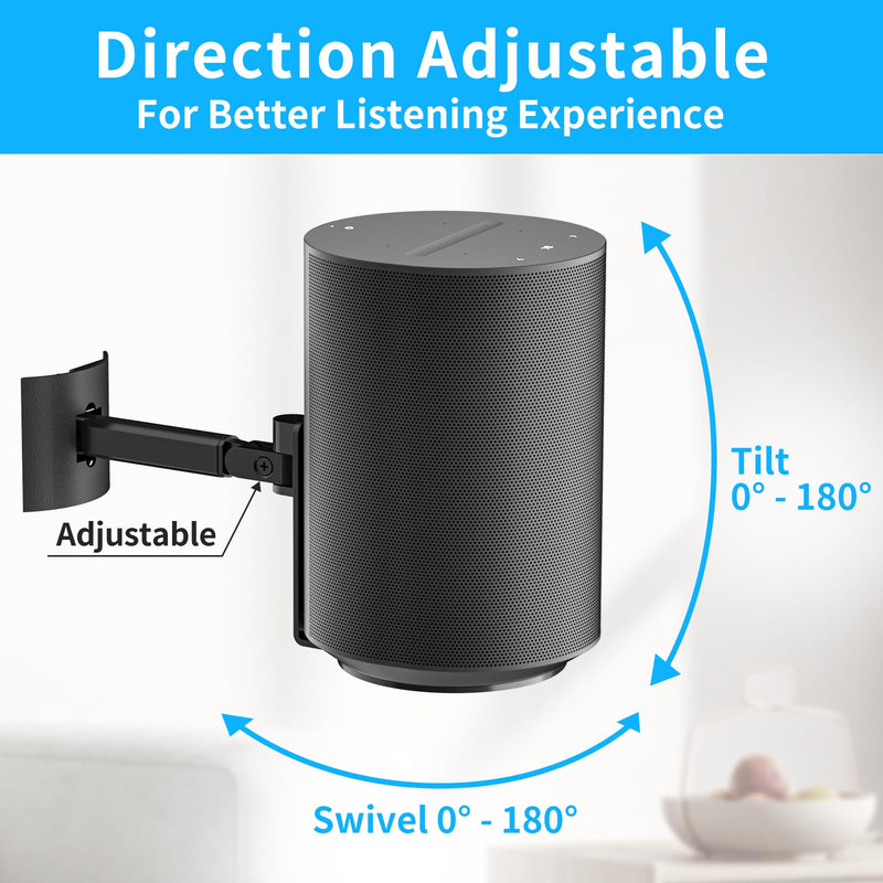 [Australia - AusPower] - Speaker Wall Mount or Ceiling Speaker Mount for Sonos Era 100 Wireless Speaker - Tilt & Swivel Adjustable Mount for Sonos Era 100 Wall Mount, Heavy-duty Speaker Mounts for Sonos Era 100 Speaker, Black 1 Pack 