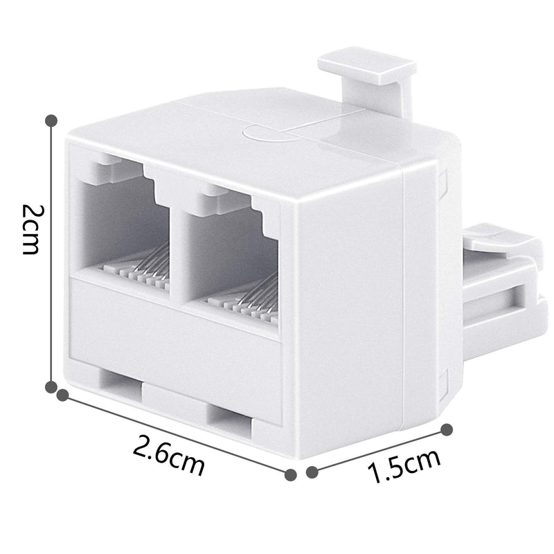 [Australia - AusPower] - Uvital RJ11 Duplex Wall Jack Adapter Dual Phone Line Splitter Wall Jack Plug 1 to 2 Modular Converter Adapter for Office Home ADSL DSL Fax Model Cordless Phone System, White(2 Packs) 2 Pack 