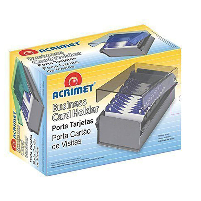 [Australia - AusPower] - Acrimet Index Business Card Size File Holder Organizer Metal Base Heavy Duty (AZ Index Cards and Divider Included) (Black Color with Clear Crystal Plastic Lid Cover) 