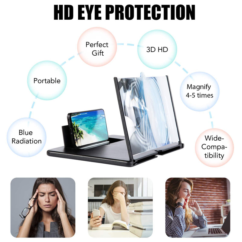 [Australia - AusPower] - 14” Cell Phone Screen Magnifier, Mobile Phone Amplifier 2021 Newest Version, Anti-Radiation HD Screen Enlarger, 3D Movie, Video Projector, Smartphone Magnifying Stand, Eye Protection Upgrade Holder 