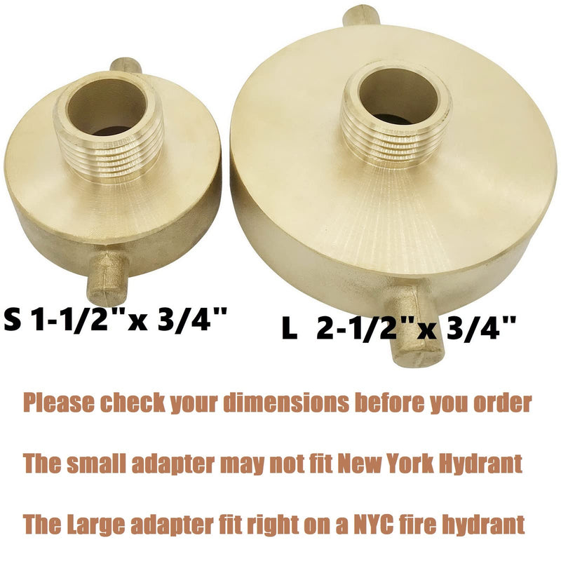 [Australia - AusPower] - SpringSpray 1-1/2" NST (NH) Female x 3/4" GHT Male Brass Fire Hydrant Adapter with Pin Lug Brass Fire Equipment Brass Hydrant to Garden Hose Adapter 1-1/2"NH Female x 3/4"GHT Male 