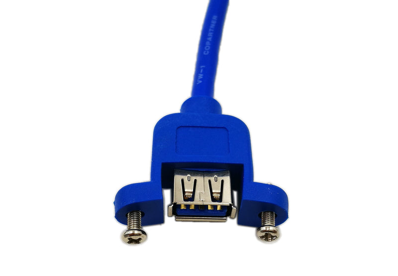 [Australia - AusPower] - zdyCGTime 12" Panel Mount USB 3.0 A Female to Right Angled USB B Male Extension Cable with Screws(Blue) 