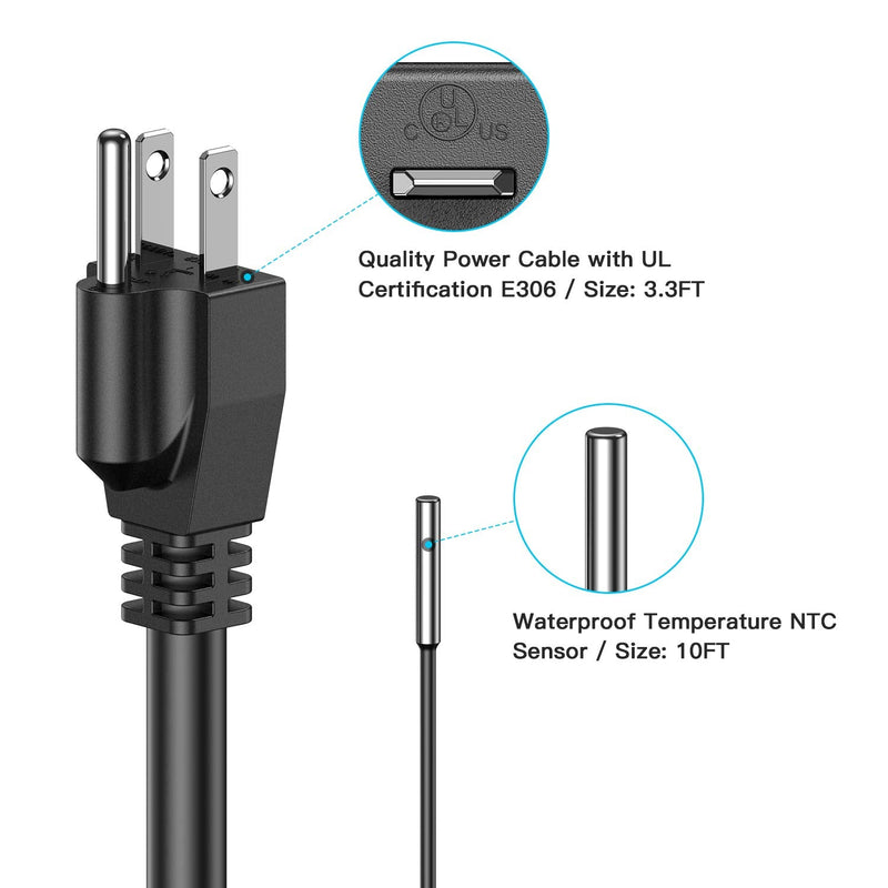 [Australia - AusPower] - WH-1803A Temperature Controller Digital Thermostat  Socket NTC Probe Sensor Switch Waterproof Suitable for Fermentation Refrigerated Greenhouse  Sprouting  Incubation (SC-1820) SC-1820 