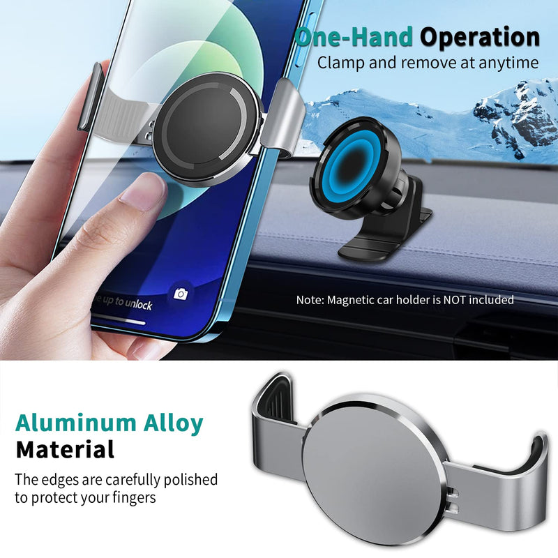 [Australia - AusPower] - Metal Phone Clamp for Magnetic Car Mount [Clip & Remove at Anytime] Metal Phone Clip for All Magnet Car Holder Cell Phone Magnetic Plate Compatible with iPhone 13 Pro Max, Samsung S21 and More -Silver Silver 