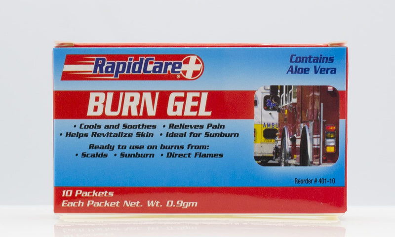 [Australia - AusPower] - Rapid Care First Aid 401-25-4 Emergency Burn Gel Pouches with Aloe Vera, Relieves Pain, Cools, Soothes Burns & Scalds, Lidocaine Free, 0.03oz (0.9gm) Packets, 4 Packs of 25 (Total 100) 