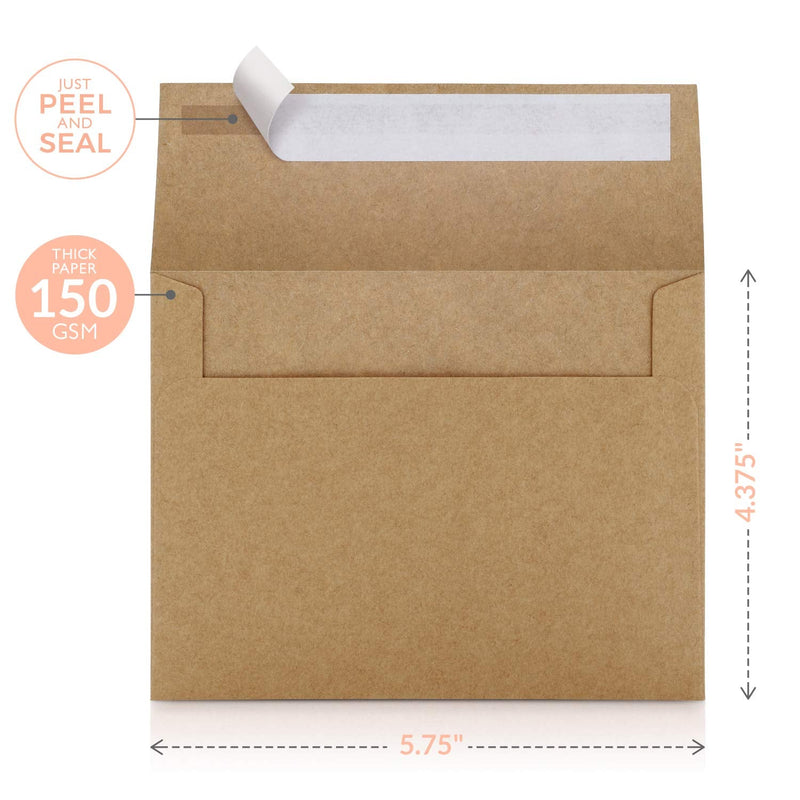 [Australia - AusPower] - Sweetzer & Orange A2 Envelopes (50 with Box). Brown Envelopes Self Seal. Luxury 150gsm For Greeting Card Envelopes and Invitation Envelopes 4.375 x 5.75 RSVP Envelopes, Plain Kraft Envelopes. Set of 50 Kraft Brown 