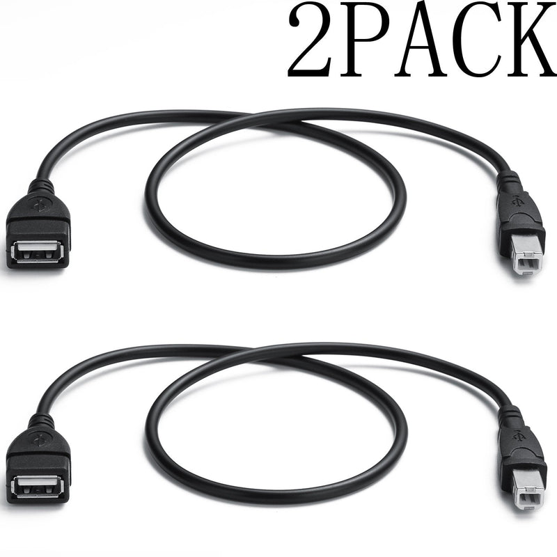 [Australia - AusPower] - 2 Pack USB 2.0 Cable A Female to USB B Male Cable for Printer Extender Connection Cables USB_A/F-USB_B/M Adapter (USB_A-USB_B Cables Black) 