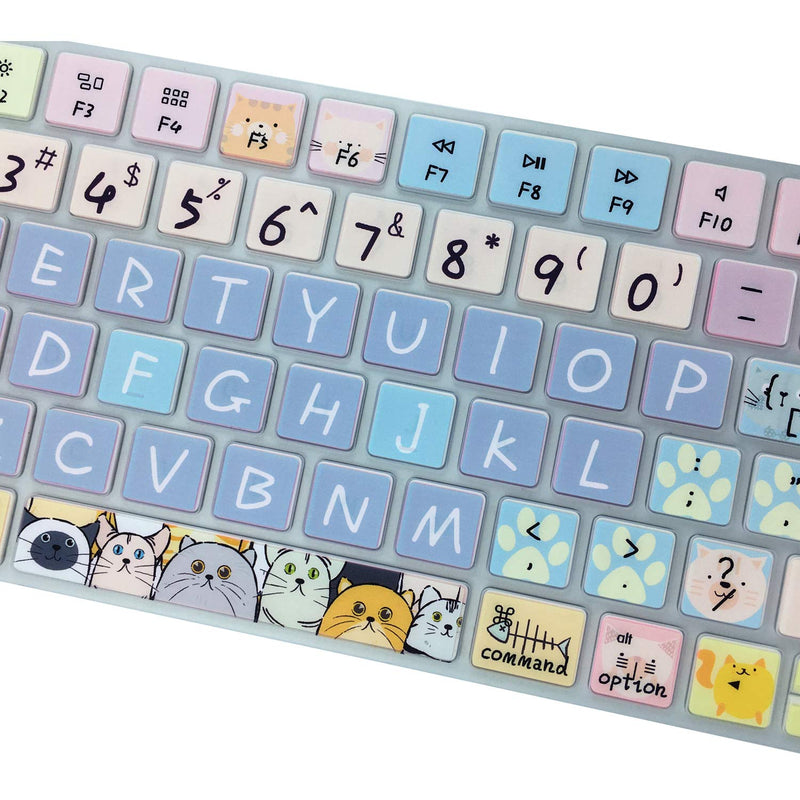 [Australia - AusPower] - Keyboard Cover Skin for Apple Wireless iMac Magic Keyboard MLA22LL/ A (Model: A1644), Silicone Skin Protector with Pattern & Big Letter Design, US Layout, Cute Cat Model: A1644 