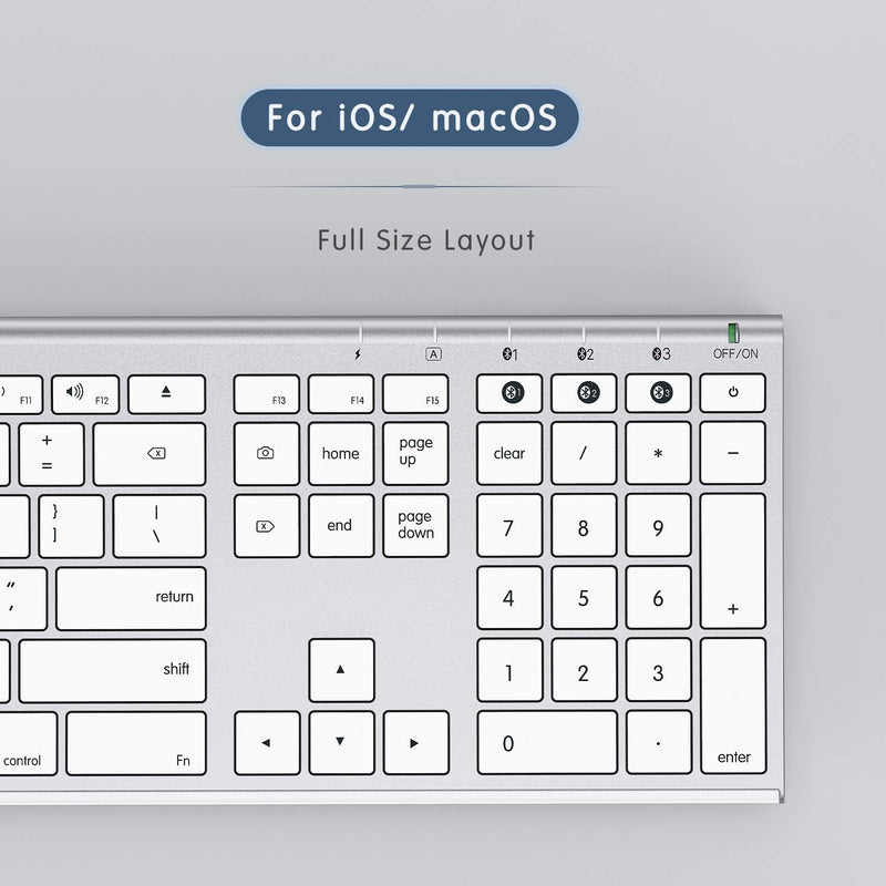[Australia - AusPower] - Bluetooth Keyboard for Mac, Wireless Ultra-Slim Full Size Mac Keyboard with Numeric Keypad, Multi-Device Rechargeable for MacBook Pro/Air, iMac, iPhone, iPad Pro/Air/Mini 
