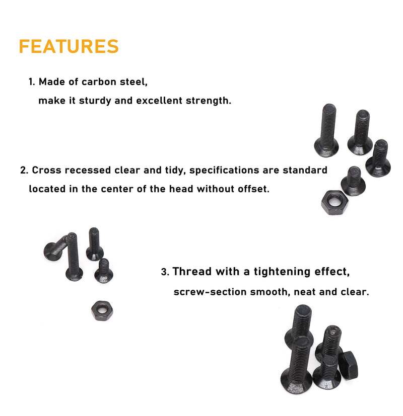 [Australia - AusPower] - binifiMux 220pcs M4 Flat Head Black Screw Nuts Kit, M4 x 6mm/ 10mm/ 12mm/ 16mm/ 18mm/ 20mm 