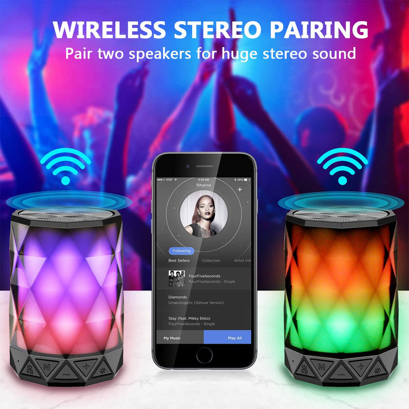 [Australia - AusPower] - LED Portable Bluetooth Speakers with Lights, LFS Night Light Waterproof,Speakers Color Change Computer Speaker,Mic TF Card TWS Support for iPhone Samsung Gaming Christmas (Multi) Multi 