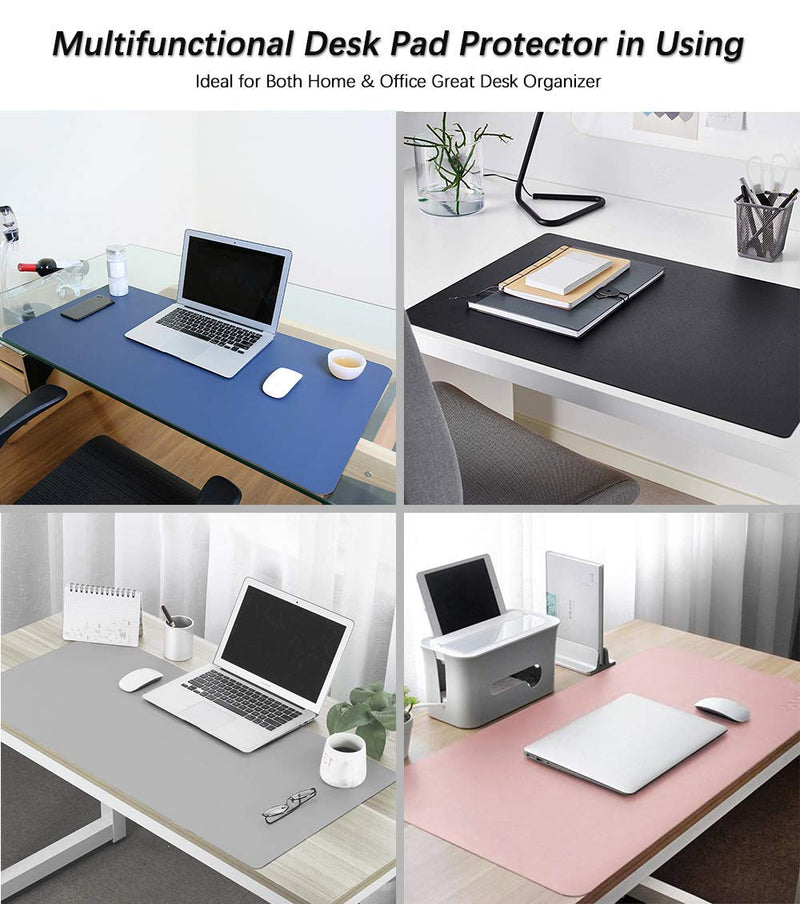 [Australia - AusPower] - Office Desk Pad Protector Mouse Pad 17 X 34 Inch Desk Blotter Pad on Top of Writing Desks Waterproof PU Leather Desk Mat Desktop Accessory Organizer for Computer Laptop Keyboard Dual-Sided Gray/White 17X34 Inch Gray + White 
