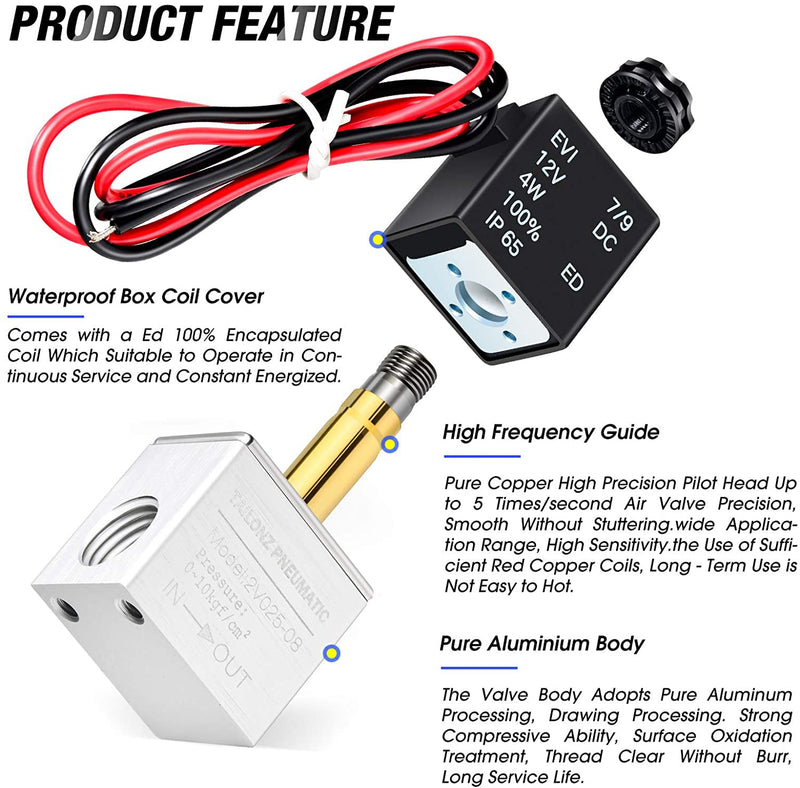 [Australia - AusPower] - TAILONZ PNEUMATIC 1/4 Inch NPT 12V/24V/110V/220V 2 Way Normally Closed Electric Solenoid Air Valve 2v025-08 1/4"NPT DC12V 