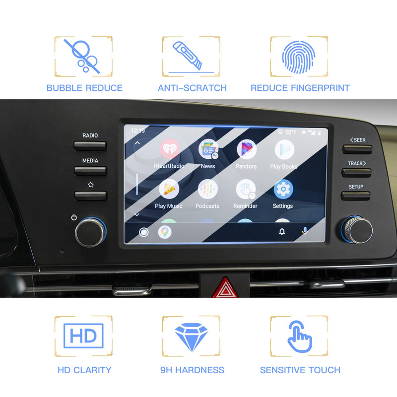[Australia - AusPower] - Glass Screen Protector for 2021+ Hynudai Elantra Interior Accessories Infotainment Display Screen Protector Foils Tempered Glass 9H Anti-Scratch Navigation Center Control Touchscreen Protective Film (8-inch Navi) 8-inch Navi 