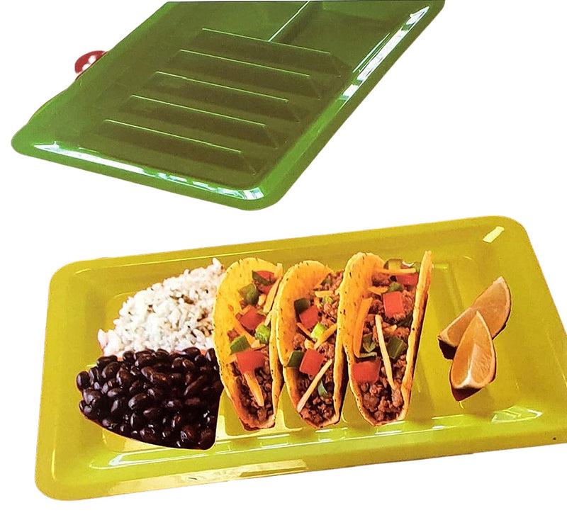 [Australia - AusPower] - Set of Three Taco Holder Stand Up Divider Plates Multi Colored Plastic Plates 