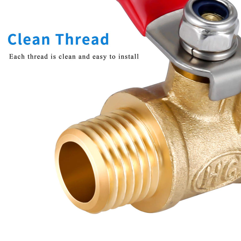 [Australia - AusPower] - 1/4 Inch Ball Valve NPT Air Compressor Brass Valve Female Male Shut Off Small 1 