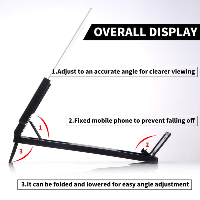 [Australia - AusPower] - Cell Phone Screen Magnifier, 2 Pcs 12 inch Foldable Screen Amplifiers for Smart Phone, Enlarge Screens Stand Holder for Watching Movie, Video, Reading, and Playing Games (Pack of 2, Black & White) 2 Pack 12" Phone Screen Amplifier 