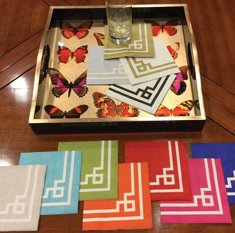 [Australia - AusPower] - Caspari Rive Gauche Paper Cocktail Napkins in Gold & White - 20 Per Package, 12541C 1 