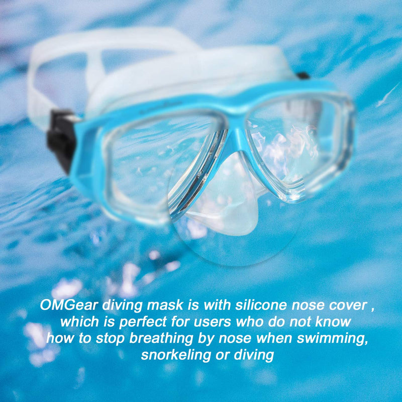 [Australia - AusPower] - OMGear Swim Mask Dive Goggles Swimming Goggles with Nose Cover Snorkeling Gear Junior Adult Snorkel Mask for Scuba Diving Spearfishing Neoprene Strap Impact Resistance 