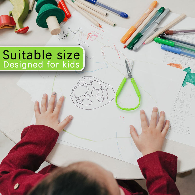 [Australia - AusPower] - Sokoweii Mini Loop Scissors for Toddlers, 5 Inch Adaptive Design, Right and Lefty Support, Easy-Open Squeeze Handles -3PCS 3Pcs (5.3inch) 