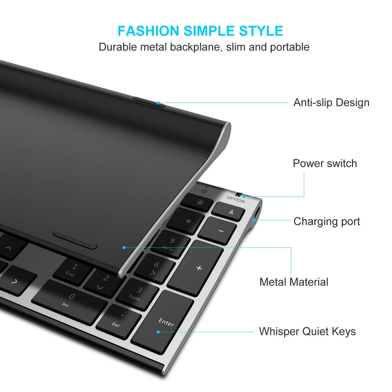 [Australia - AusPower] - Wireless Keyboard and Mouse, Vssoplor 2.4GHz Rechargeable Compact Quiet Full-Size Keyboard and Mouse Combo with Nano USB Receiver for Windows, Laptop, PC, Notebook-Dark Gray Dark Gray 