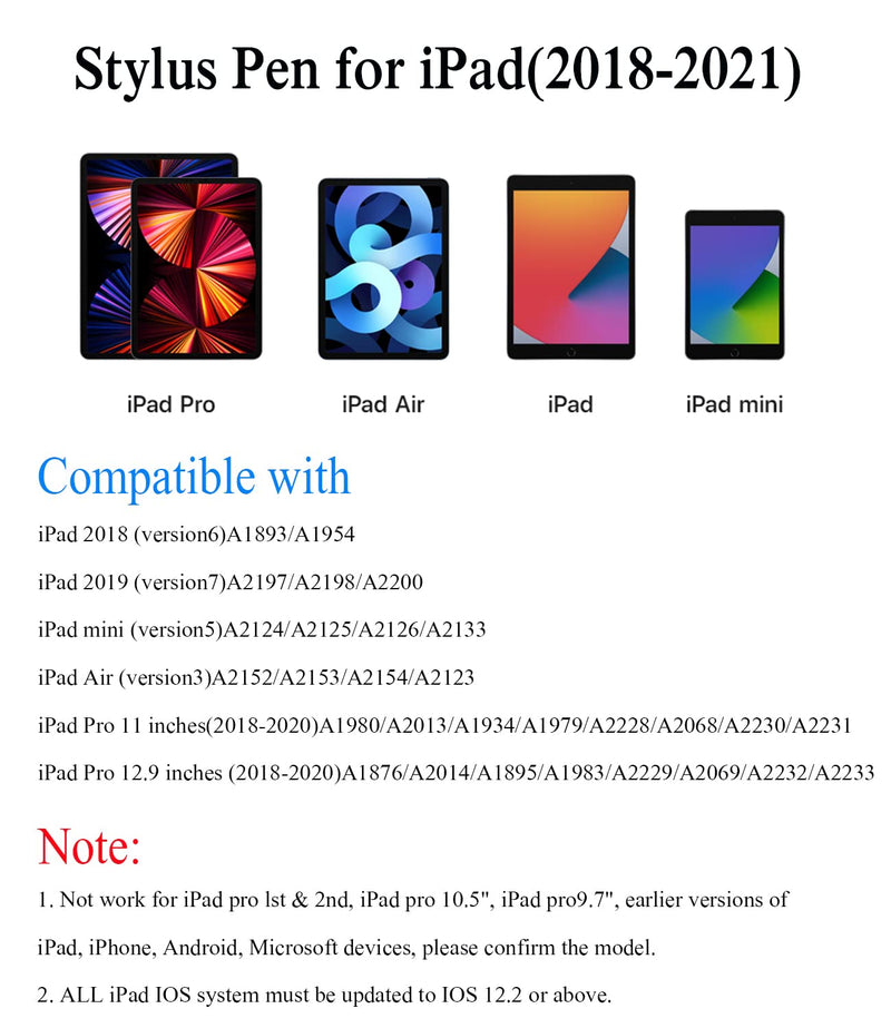 [Australia - AusPower] - CMARS Stylus for iPad with Palm Rejection, iPad Pencil with Tilting, iPad Digital Pen Compatible with (2018-2021) iPad Pro (11/12.9 Inch), iPad 6/7/8th Gen, iPad Mini 5th Gen, iPad Air 3rd/4th Gen 