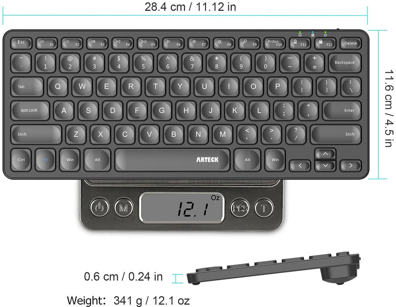 [Australia - AusPower] - Arteck 2.4G Wireless Keyboard Ultra Slim and Compact Wireless Keyboard with Media Hotkeys for Computer/Desktop/PC/Laptop/Surface/Smart TV and Windows 10/8/ 7 Built-in Rechargeable Battery 