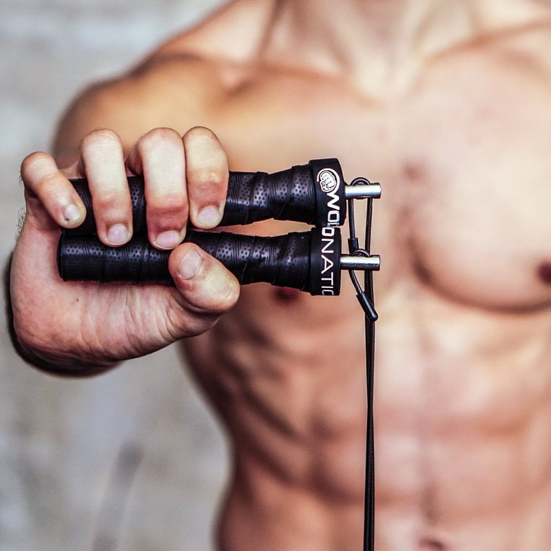 [Australia - AusPower] - WOD Nation Attack Speed Jump Rope : Adjustable Jumping Ropes : Unique Two Cable Skipping Workout System : One Thick and One Light 11 Foot Cable : Perfect for Double Unders forCrossfit : Fits Men and Women Black 